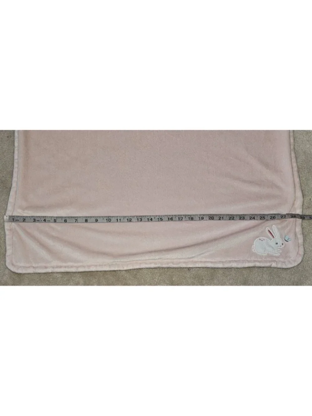 Carter's Pink Fleece Baby Blanket White Bunny Rabbit Butterfly 29x38